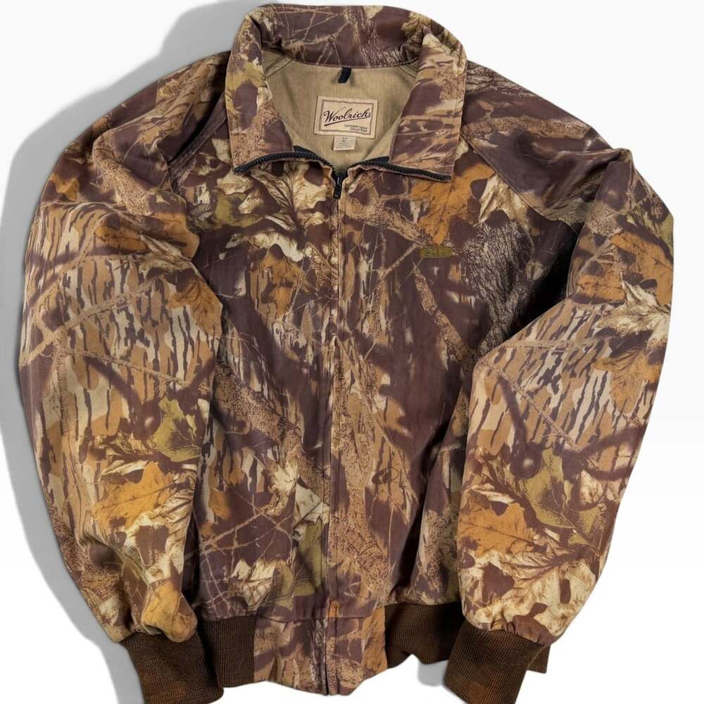 Vintage 90s Woolrich Camo Bomber Jacket Full Zip XL